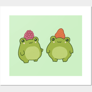 Berry Buddies Two Frog Friends, Strawberry and Raspberry Buddies Posters and Art